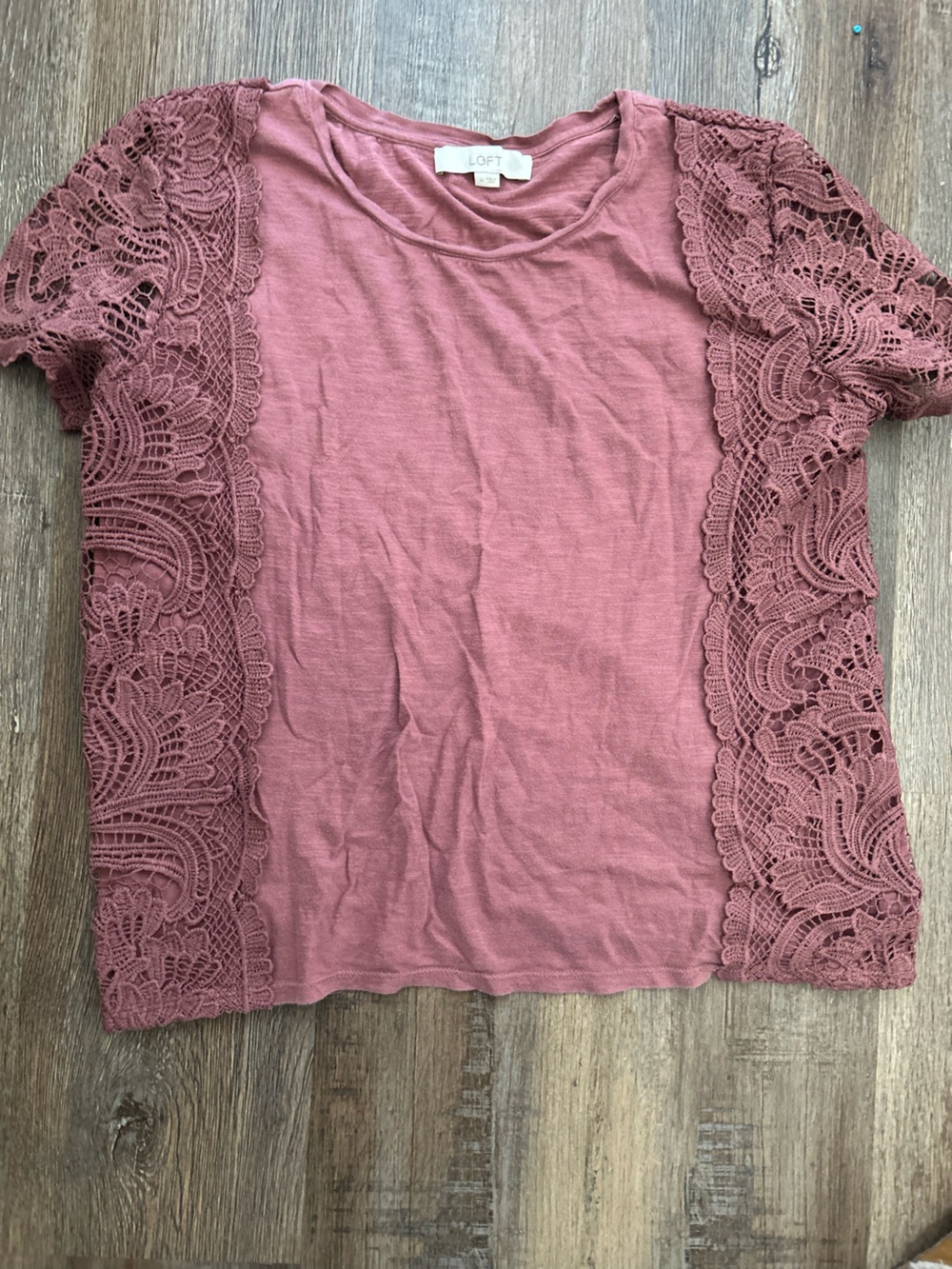 LOFT Rosewood Lace-Trim Top
